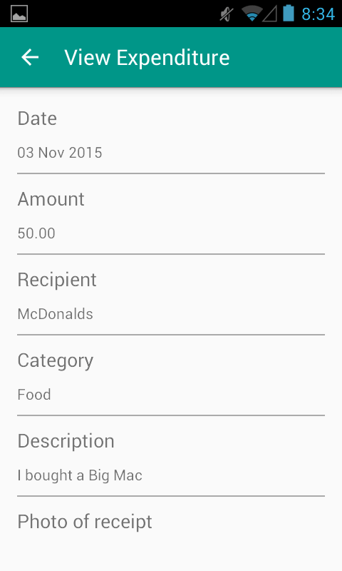 expenditure-app screenshot
